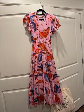 Maude Vivante Pink Dress with Orange & Blue Accent